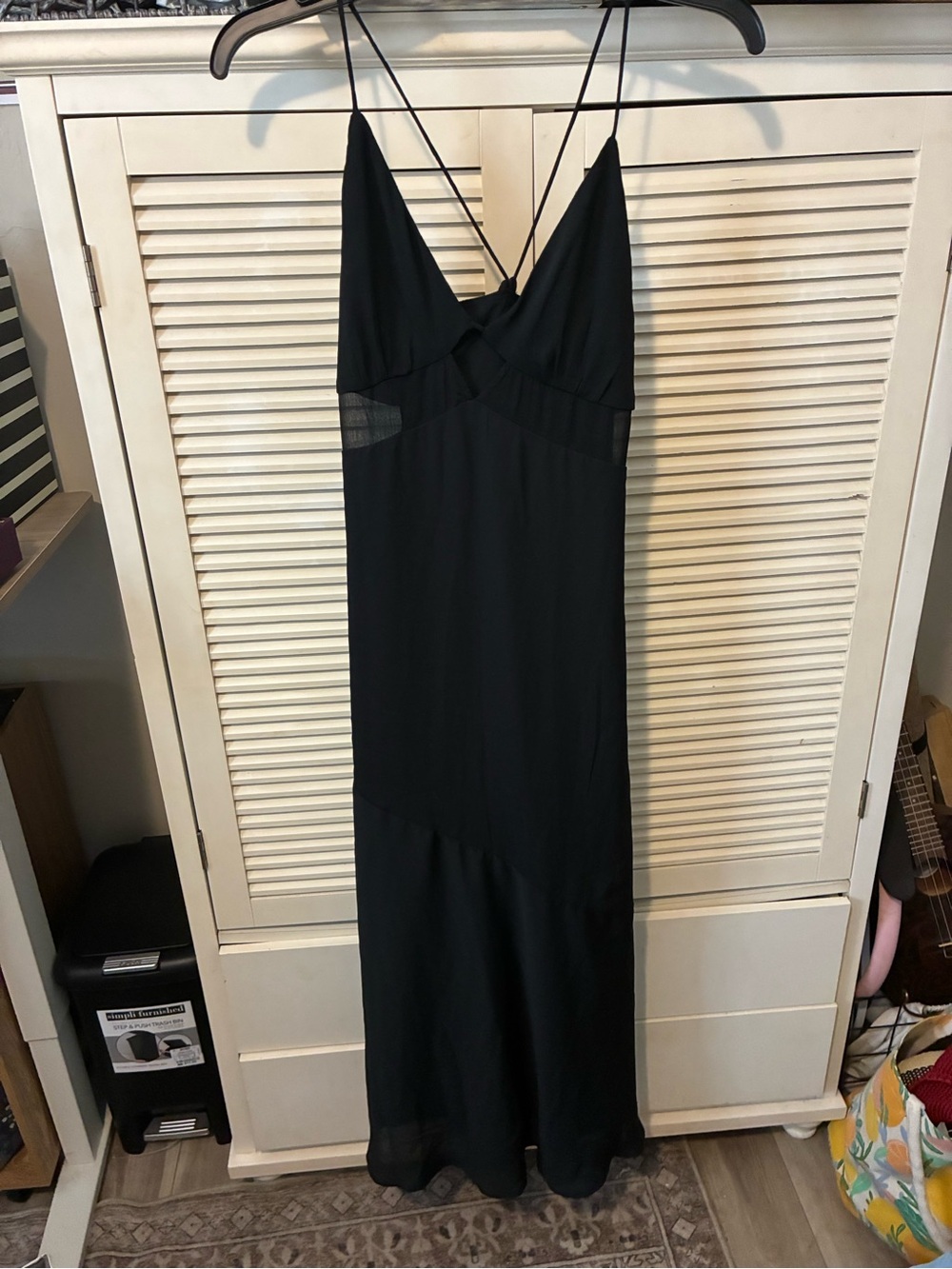 Abercrombie & Fitch Black Spaghetti-Strap Maxi Dress with Crisscross Back